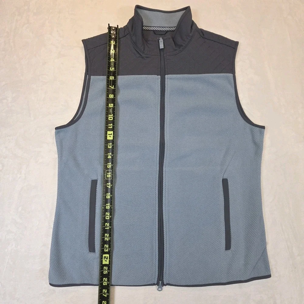Southern Tide Mens Medium Hucksley Vest Blue Quilted Fleece Full Zip Golf Hiking